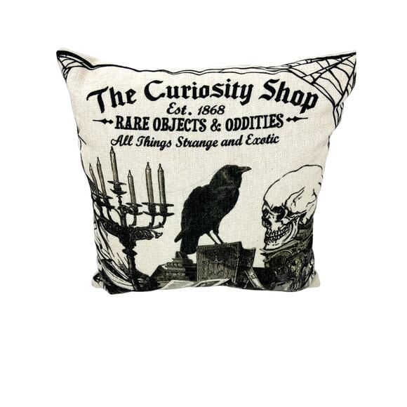 The Curiosity Shop Square Pillow Stamp Printed Halloween - Picture 2 of 4